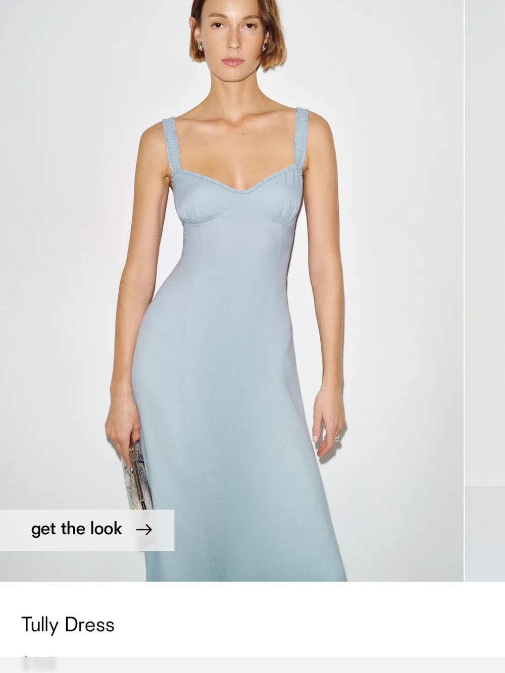 Reformation Tully Dress Light Blue Strappy Slip Dress